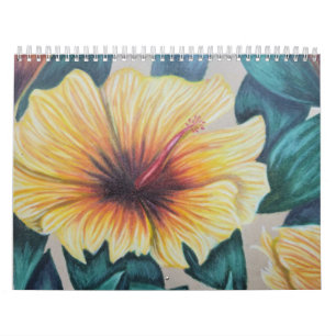 Originele tropische bloem tekening kalender