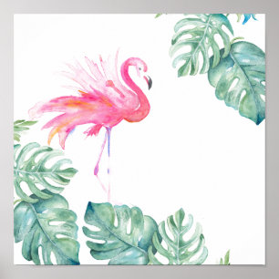 Originele Tropische Waterverf Roze flamingo Poster
