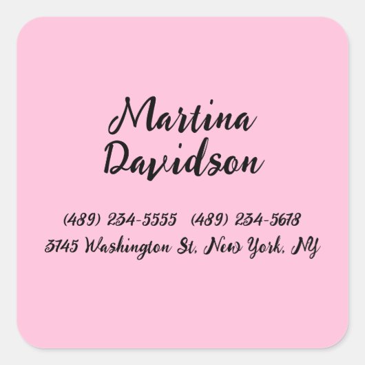 Originele unieke roze creatieve kalligrafie vierkante sticker (Voorkant)