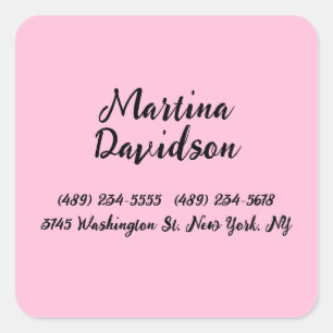 Originele unieke roze creatieve kalligrafie vierkante sticker