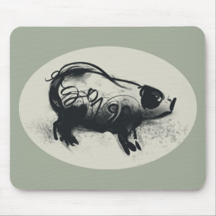 Originele Varkenshottekening met 2019 Mousepad Muismat