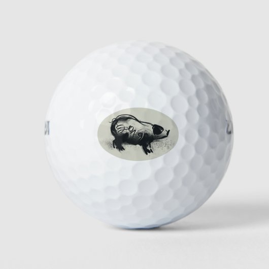 Originele Varkenstekening met 2019 Golfballen (Voorkant)