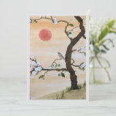 Originele vogel- en dogwood-kunst op blanco Kaart (Staand voorkant)