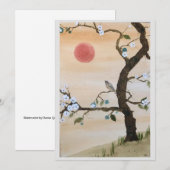 Originele vogel- en dogwood-kunst op blanco Kaart (Voorkant / Achterkant)