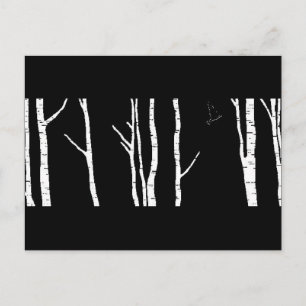 Originele vogel en zilveren berk kunstwerk briefkaart