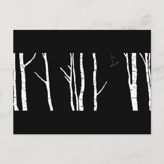 Originele vogel en zilveren berk kunstwerk briefkaart (Voorkant)