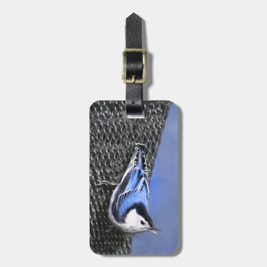 Originele vogelkunst schilderij van de witborstboo bagagelabel (Voorkant verticaal)