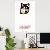 Originele vrijheid motiverende wolf poster print (Thuiskantoor)