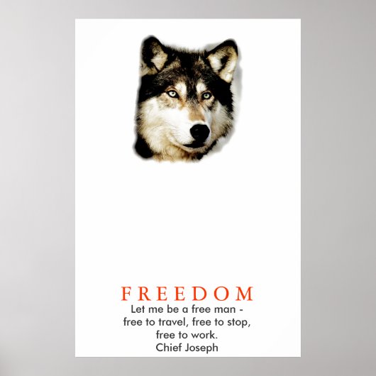 Originele vrijheid motiverende wolf poster print (Voorkant)