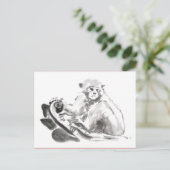 Originele Wash Painting Aap Jaar Dierenriem ansich Briefkaart (Staand voorkant)