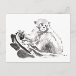 Originele Wash Painting Aap Jaar Dierenriem Briefk Briefkaart