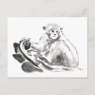 Originele Wash Painting Aap Jaar Dierenriem Briefk Briefkaart