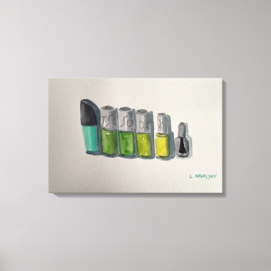 Originele Waterverf Art nagellak in groen Canvas Afdruk (Voorkant)
