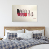 Originele Waterverf Art Nailpolish -Roze & Rood Canvas Afdruk (Insitu (Slaapkamer))