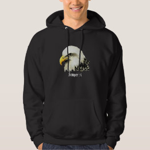 Originele Waterverf Bald Eagle Bird Semper Fi Hoodie