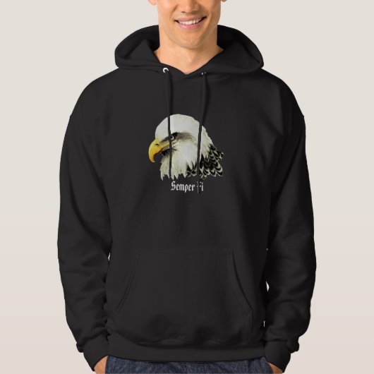 Originele Waterverf Bald Eagle Bird Semper Fi Hoodie (Voorkant)