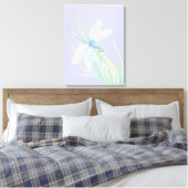 Originele waterverf Blauwe Groene Dragonvlieg Canvas Afdruk (Insitu (Slaapkamer))