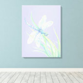 Originele waterverf Blauwe Groene Dragonvlieg Canvas Afdruk (Insitu (Houten vloer))