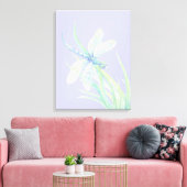 Originele waterverf Blauwe Groene Dragonvlieg Canvas Afdruk (Insitu (Woonkamer))