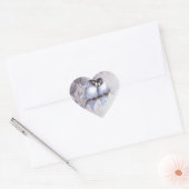 Originele Waterverf Blauwe Lovevogels, vogelhartsl Hart Sticker (Envelop)