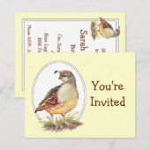 Originele Waterverf California Quail Bird Uitnodig Kaart (Voorkant / Achterkant)