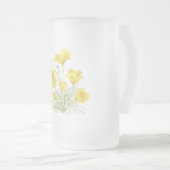 Originele Waterverf Californische papaverbloem Matglas Bierpul (Voorkant rechts)