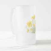 Originele Waterverf Californische papaverbloem Matglas Bierpul (Voorkant links)