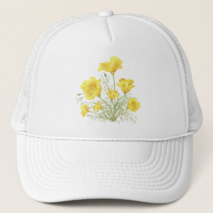 Originele Waterverf Californische papaverbloem Trucker Pet
