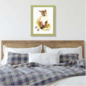Originele Waterverf Cougar Puma Mountain Lion Cub Canvas Afdruk (Insitu (Slaapkamer))