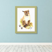 Originele Waterverf Cougar Puma Mountain Lion Cub Canvas Afdruk (Insitu (Houten vloer))