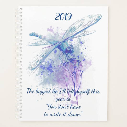 Originele Waterverf Dragonfly Fun Quote 2019 Planner (Voorkant)