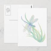 Originele Waterverf Dragonfly in blauw en groen Briefkaart (Voorkant / Achterkant)