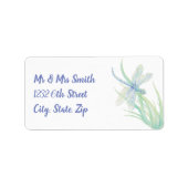 Originele Waterverf Dragonfly in blauw en groen Etiket (Voorkant)