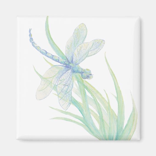 Originele Waterverf Dragonfly in blauw en groen Magneet (Voorkant)