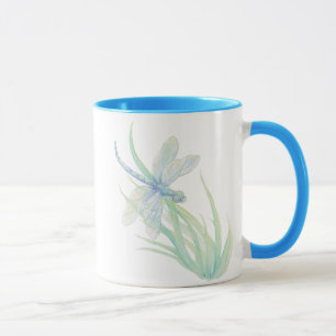Originele Waterverf Dragonfly in blauw en groen Mok