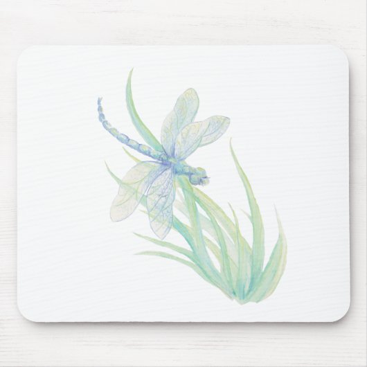 Originele Waterverf Dragonfly in blauw en groen Muismat (Voorkant)