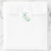 Originele Waterverf Dragonfly in blauw en groen Ronde Sticker (Tas)