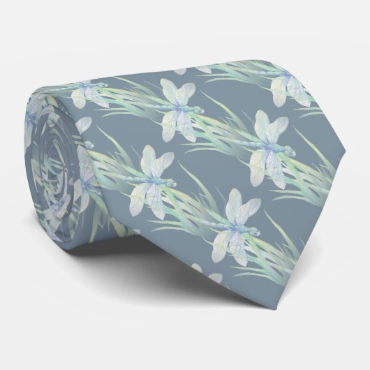 Originele Waterverf Dragonfly in blauw en groen Stropdas (Opgerold)