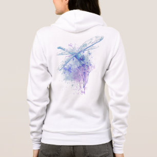 Originele Waterverf Dragonfly in Blauw, Mauve Art Hoodie