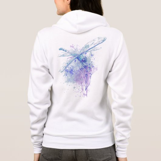 Originele Waterverf Dragonfly in Blauw, Mauve Art Hoodie (Achterkant)