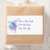 Originele Waterverf Dragonfly in Blue & Mauve Etiket (Insitu)
