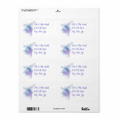 Originele Waterverf Dragonfly in Blue & Mauve Etiket (Full Sheet)