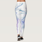 Originele Waterverf Dragonfly in Blue Mauve Natuur Leggings (Achterkant)
