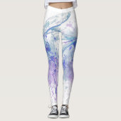 Originele Waterverf Dragonfly in Blue Mauve Natuur Leggings (Voorkant)