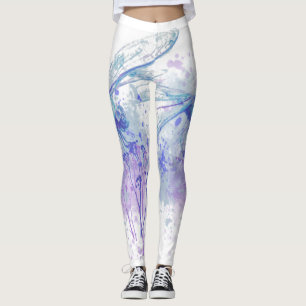Originele Waterverf Dragonfly in Blue Mauve Natuur Leggings