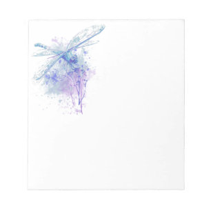 Originele Waterverf Dragonfly in Blue Mauve Natuur Notitieblok