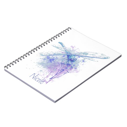 Originele Waterverf Dragonfly in Blue Mauve Natuur Notitieboek (Linkerzijde)