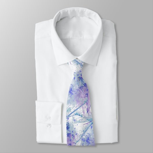 Originele Waterverf Dragonfly in Blue Mauve Natuur Stropdas (Gebonden)