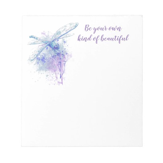 Originele Waterverf Dragonfly in Blue Mauve Quote Notitieblok (Voorkant)