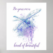 Originele Waterverf Dragonfly in Blue Mauve Quote Poster (Voorkant)